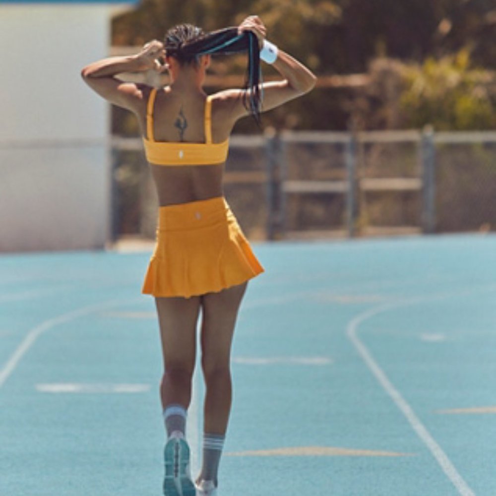 Free People Yellow Pleated Tennis Skirt